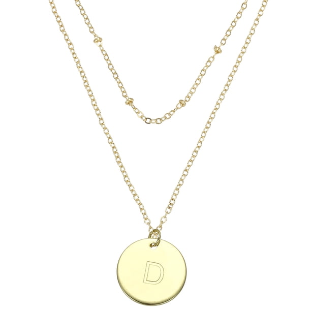 Collar de Inicial, Collar de Letra Inicial, Colgante de Disco Alfabeto Collar en Capas Collar de Inicial Pequeño Tono Dorado para Adolescentes Mujeres Regalos de Cumpleaños