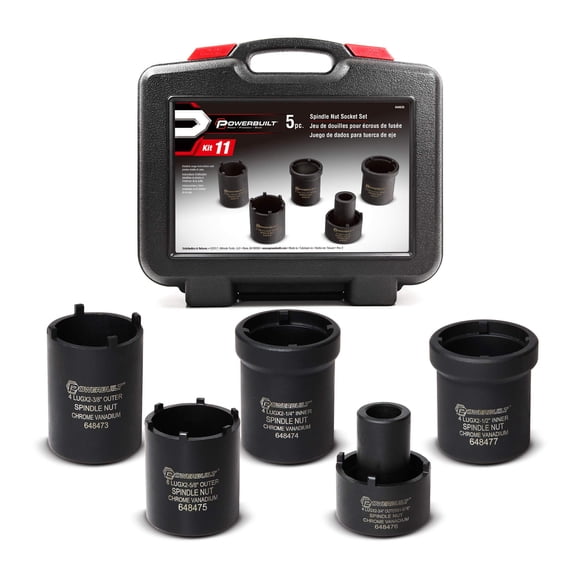 Kit de herramientas Powerbuilt con forma de husillo y tuerca, 5 piezas, con funda de almacenamiento
