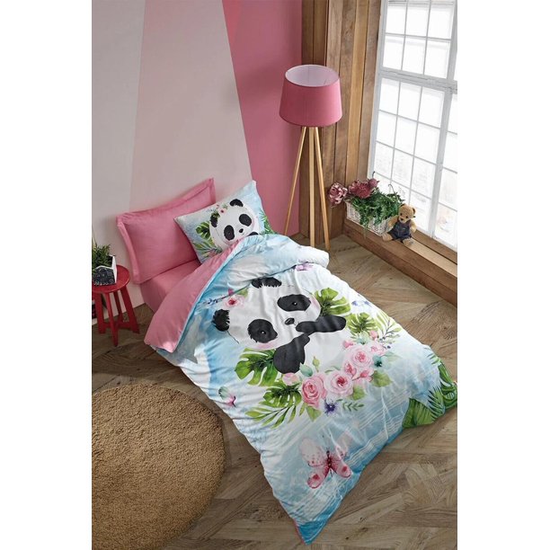 Cute Pandas for Kids Quilt Duvet Cover Set Comforter Cover Children Kids3-Piece Bedding Set