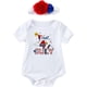 thumbnail image 1 of Conjunto de 2 piezas de ropa para bebés, niños y niñas, con estampado de letras del Día de la Independencia, de manga corta, para recién nacidos, gorros, de 18 a 24 meses (blanco, 3 a 6 meses), 1 of 7