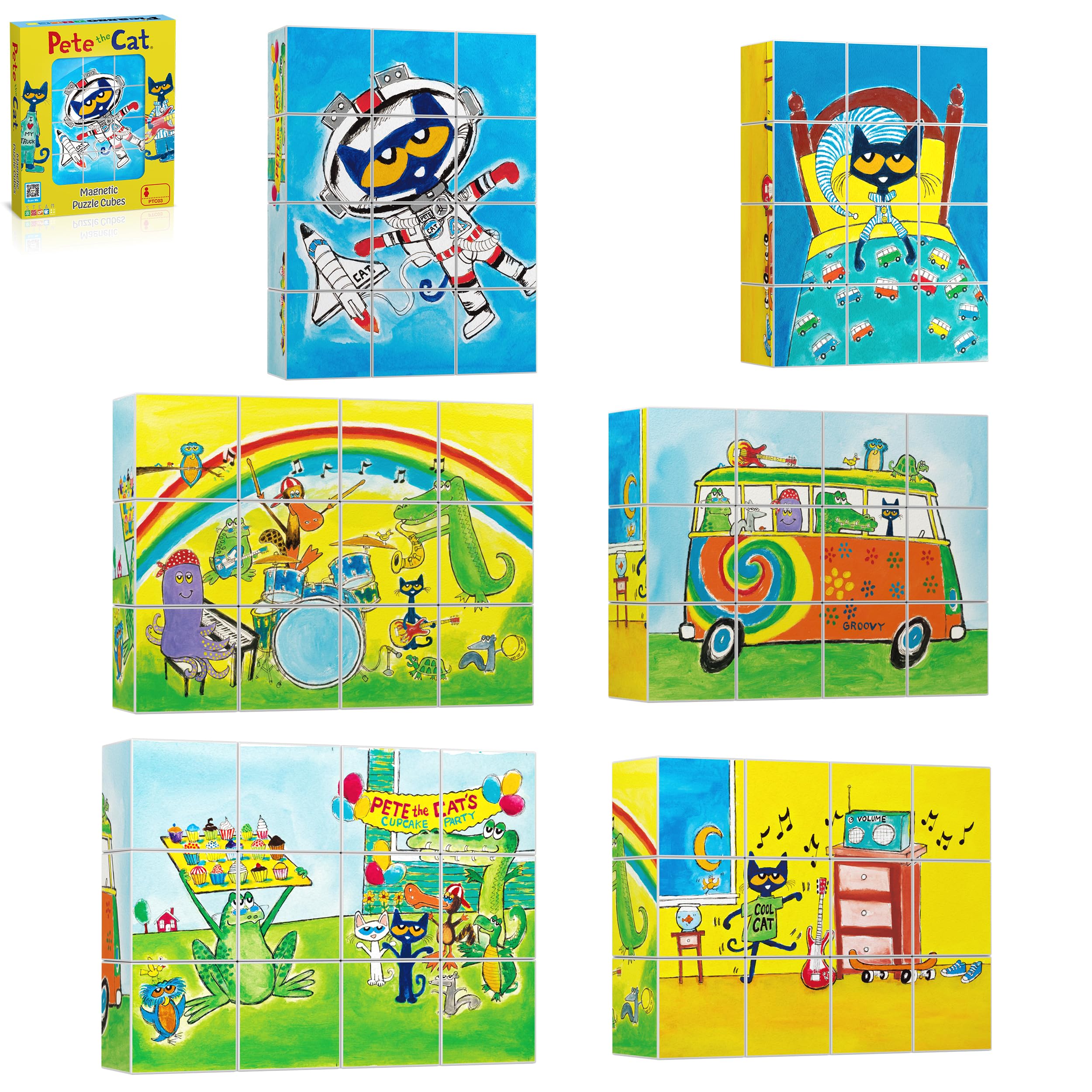 Juego De Cubos Rompecabezas Magnéticos Picassotiles Pete The Cat 6+