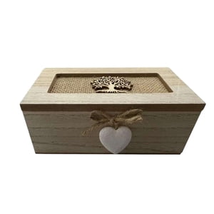 Oem - Caja De Té Mediana De Madera 2 Espacios Arbol Madera