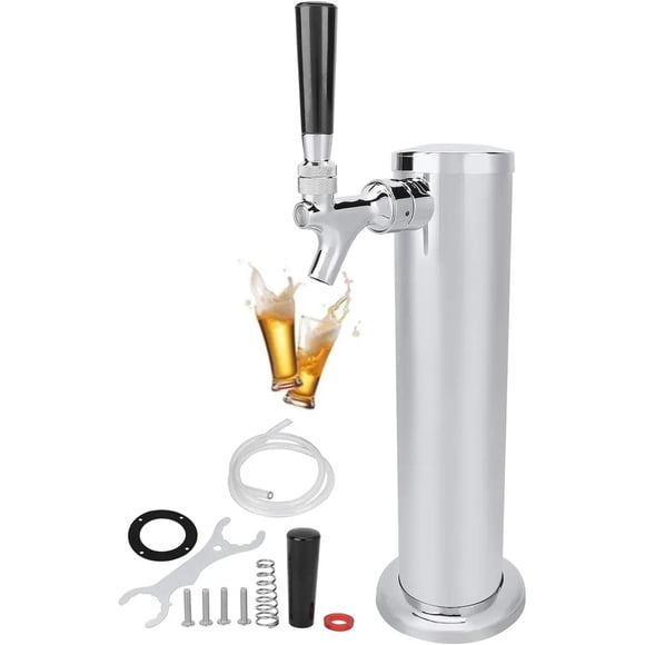 Torre Kegerator de flujo ajustable, torre de cerveza de un solo llave de 3 pulgadas, llave de cerveza, dispensador de cerveza de barril para bar en el hogar, piezas de acero inoxidable con línea