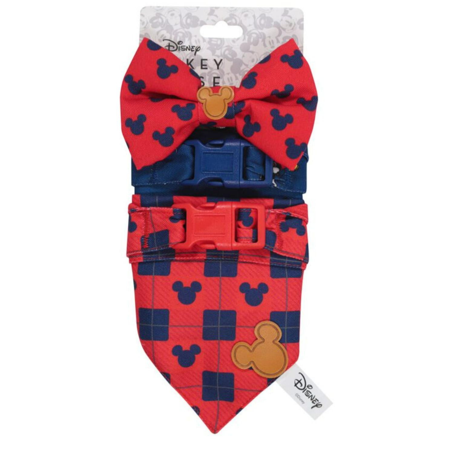 Pack Bandana Y Moño Para Perros Mascotas Mickey Colores