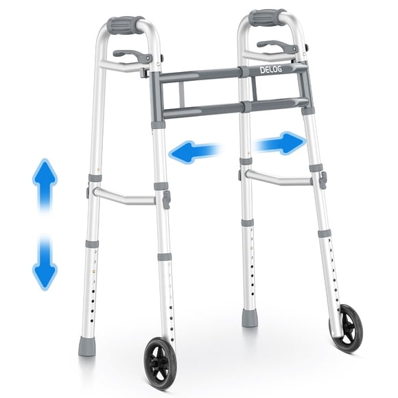 Walker DELOG Narrow plegable con ruedas de 5 pulgadas con cierre de gatillo