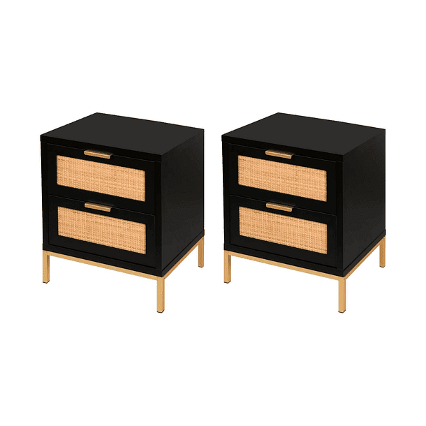 Klik Muebles - Pack De 2 Veladores Rattan Dark Dos Cajones