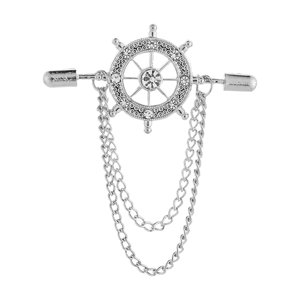 Ioensy - Broche De Cadena Con Borlas, Alfiler De Aleación Para Traje, Joyería Para Camisa, Fiesta, Regalo Del Día Del Padre, Plata