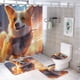 thumbnail image 1 of Corgi theme 4 piece Shower Curtain Set With Rugs Waterproof Bathroom Decor Set Includes Bath Mat U shaped Rug Toilet Lid Cover And Curtain With Hooks, 1 of 6