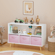 thumbnail image 3 of Kids bookcase with Collapsible Fabric Drawers, Children's Book Display, Toy Storage Cabinet Organizer, White/Pink, 3 of 3