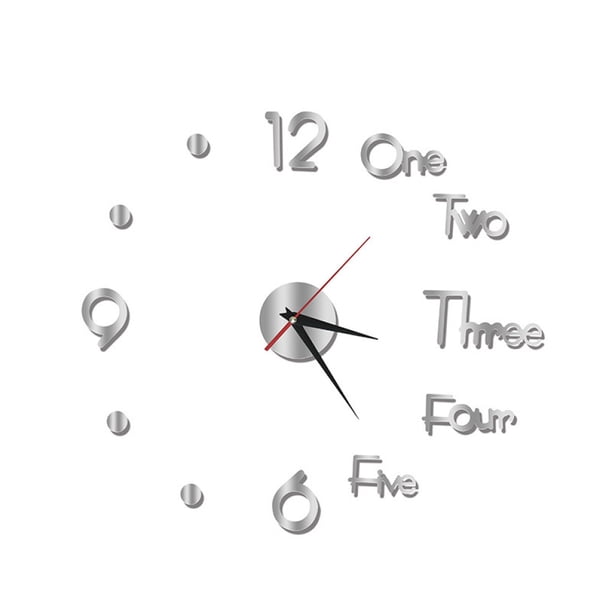 Reloj de pared DIY con espejo silencioso, reloj de pared, adornos para sala de estar, hogar y oficina.