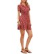 thumbnail image 4 of INSPIRE CHIC Vestido Floral para Mujer con Cuello en V, Cintura Fruncida, por Encima de la Rodilla, Vestido con Capas L Rojo Oscuro, 4 of 6