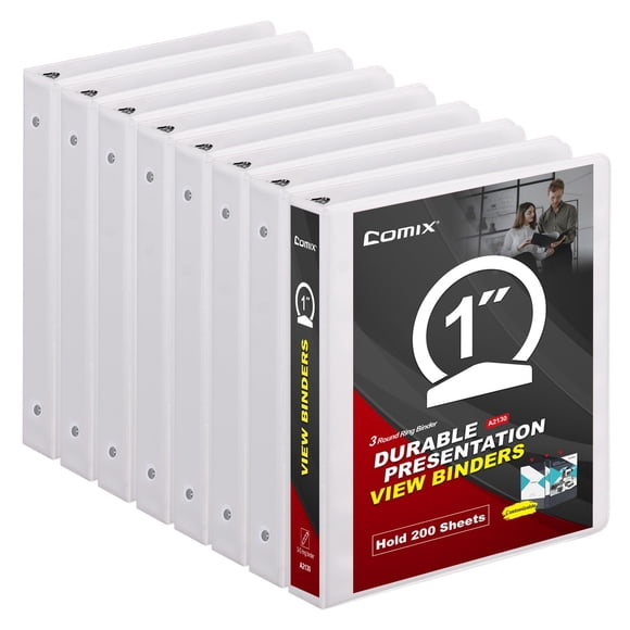 Carpeta COMIX 2,5 cm, pack de 8 unidades, blanca, capacidad 200 hojas