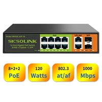 Conmutador Poe+ Gigabit Sicsolink De 8 Puertos Con 2 Enlaces Ascendentes Y 2 Sfp