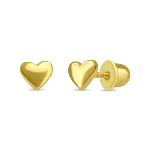 Tiana Joyas - Aros De Corazón De Plata 925 Enchapados En Oro 18K