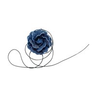 Magideal - Collar De Gargantilla De Flores, Accesorios Para El Cuello De Mujer, Collar Floral Grande Elegante, Collar De Flores Para Atar Para Boda De Cumpleaños Denim Oscuro