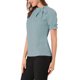 thumbnail image 4 of INSPIRE CHIC Blusas de Mujer de Color Sólido con Lazo en el Cuello, Mangas Cortas, para Regreso a Clases y Uso en el Trabajo, Azul Menta Talla L, 4 of 5