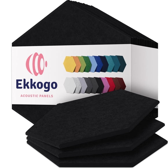 Acoustic Panels Ekkogo, paquete de 12 paneles de pared insonorizados, color negro