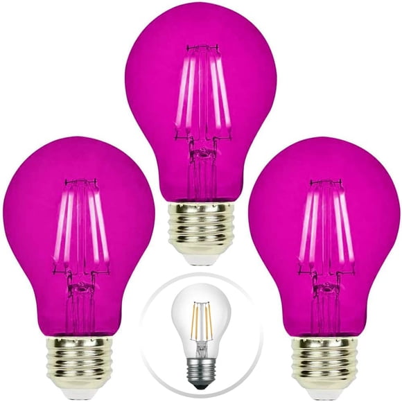 Bombillas Bluex A19, LED rosa, 8 W, base E26, paquete de 3