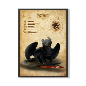 Creango - Cuadro Poster Enmarcado Como Entregar A Tu Dragon Chimuelo Decorativo