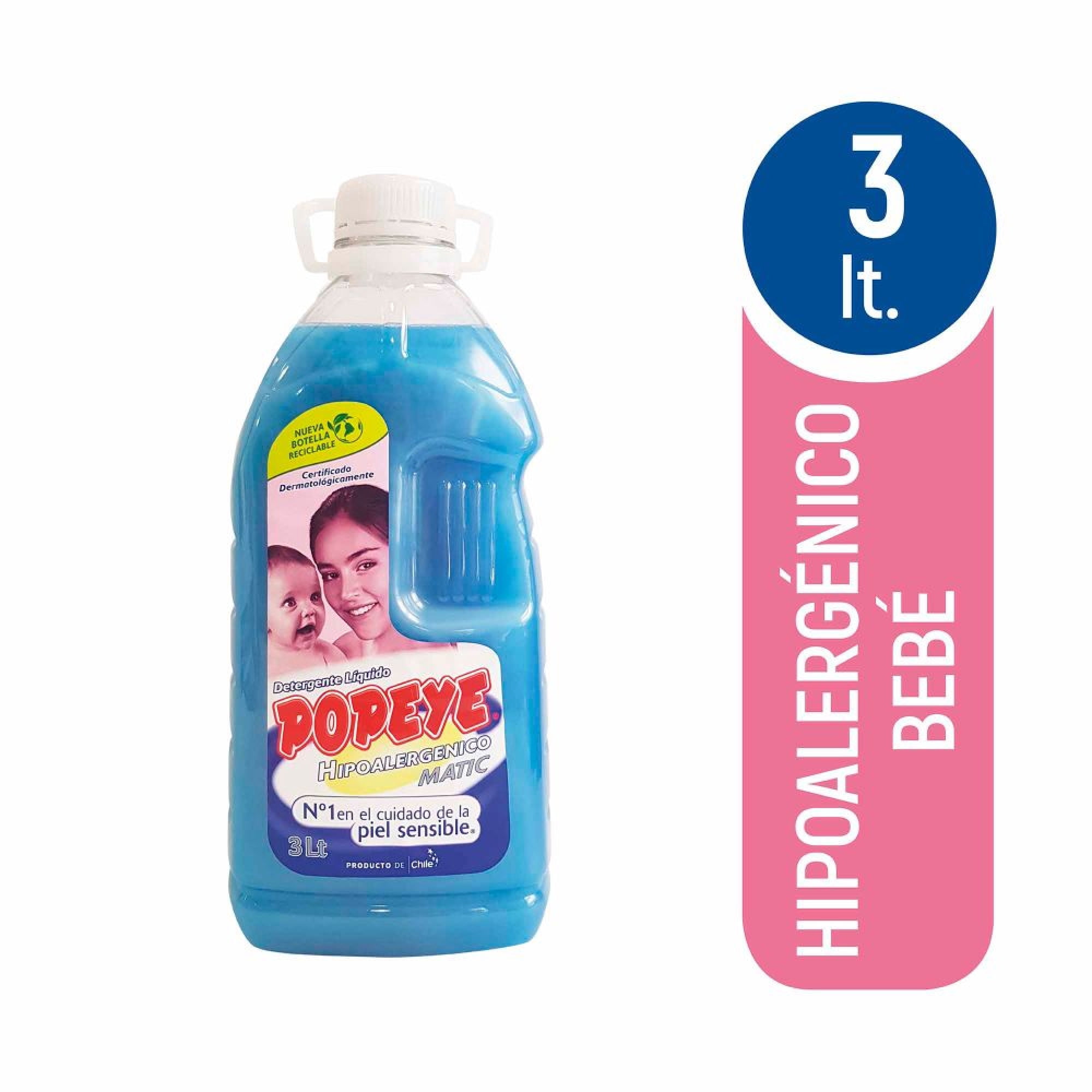 Detergente Líquido Hipoalergénico Bebé Botella 3 l Popeye
