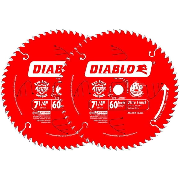 Saw Blade Freud Diablo Ultra Finish, 7-1/4 pulgadas, 60 T, paquete de 2