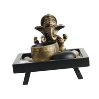 Ioensy - Juego De Portavelas Para Incienso Con Estatua De Elefante Budista De Mesa, Con Bandeja