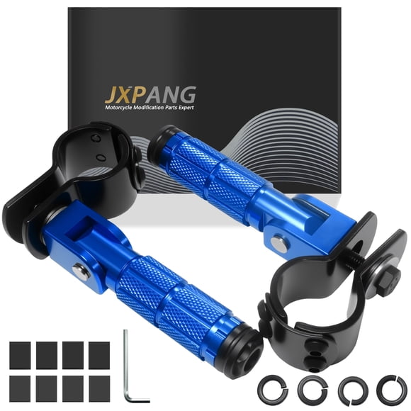 Estriberas traseras plegables para motocicleta JXPANG M8, azules, universales