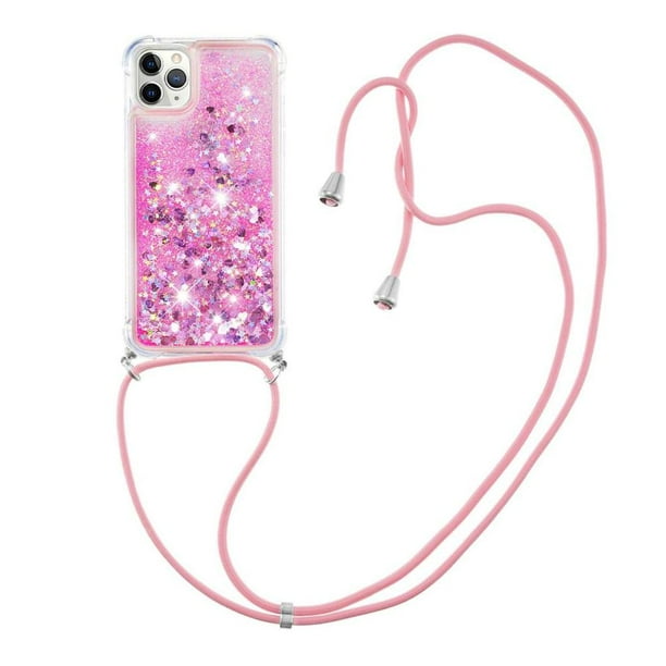 Funda FOXDOCK para iPhone 11 Pro con Cuerda Ajustable, Brillo Líquido, Protección Antigolpes y Lente – Ideal para Regalo
