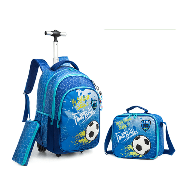 18 Inch School Wheeled Backpack for Boys Girls Travel Rolling Backpack 18 inch School Trolley Bag Set Lunch Bag and Pencil Case