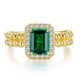 thumbnail image 2 of Anillo Vintage de Plata Esterlina 100% 925 con Esmeralda y Diamantes de Alto Carbono Chapado en Oro Amarillo de 18K Joyería Fina, 2 of 7