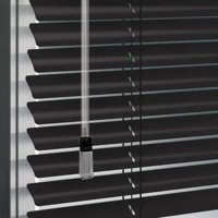 Bertex - Persiana De Aluminio Color Negro, Alto Ajustable Máximo De 140 Cm X Ancho A Elección Para Sala, Living, Oficina O Escritorio (120 Cm De Ancho X 140 Cm De Alto)