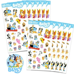 Paquete De 12 Hojas Adhesivas Party Favors Bluey Para Cumpleaños De Niños
