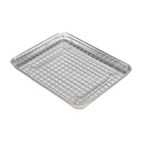 Magideal - Bandeja Para Hornear Con Rejilla, Bandeja De Drenaje, Accesorios Para Asar, Bandeja Para Hornear Fácil De Limpiar, De Acero Inoxidable Para Barbacoa, 315 Cm X 245 Cm X 25 Cm