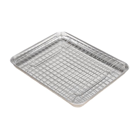 Magideal - Bandeja Para Hornear Con Rejilla, Bandeja De Drenaje, Accesorios Para Asar, Bandeja Para Hornear Fácil De Limpiar, De Acero Inoxidable Para Barbacoa, 315 Cm X 245 Cm X 25 Cm