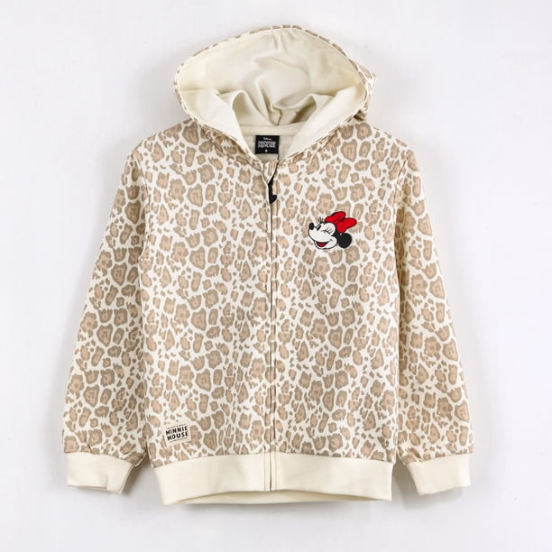 Polerón Abierto Niña Minnie Disney Animal Print Beige