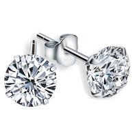 Elbauldejuma - Pendientes Aretes Aros Puntos Luz En Plata 925 Zirconia 5Mm