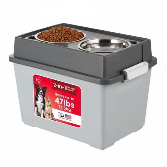Cuencos elevados para perros IRIS USA de 15 cm de alto para perros grandes con almacenamiento