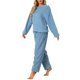 thumbnail image 4 of INSPIRE CHIC Conjunto de Pijama de Felpa para Mujer, Manga Larga, Cuello Redondo, Suave, Cálido, para Invierno, 2 Piezas, Talla XL, Azul, 4 of 6