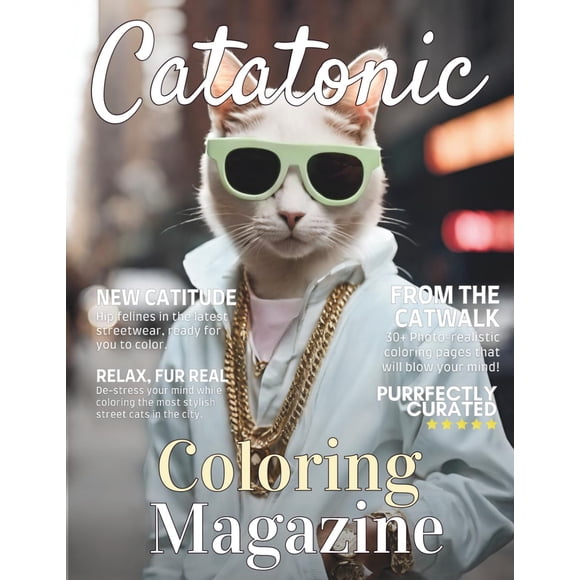 Revista de colorear Open Roads – Arte de gatos callejeros catatónicos