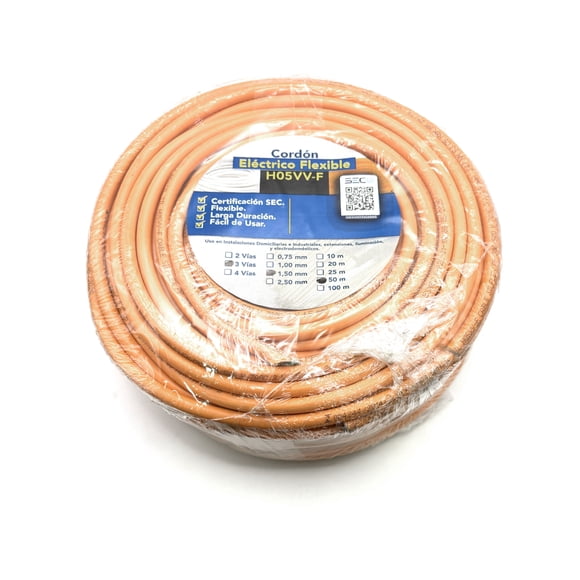 Cable Cordón Eléctrico Sil Flexibl 3x1,50mm2 50m Naranja Sec