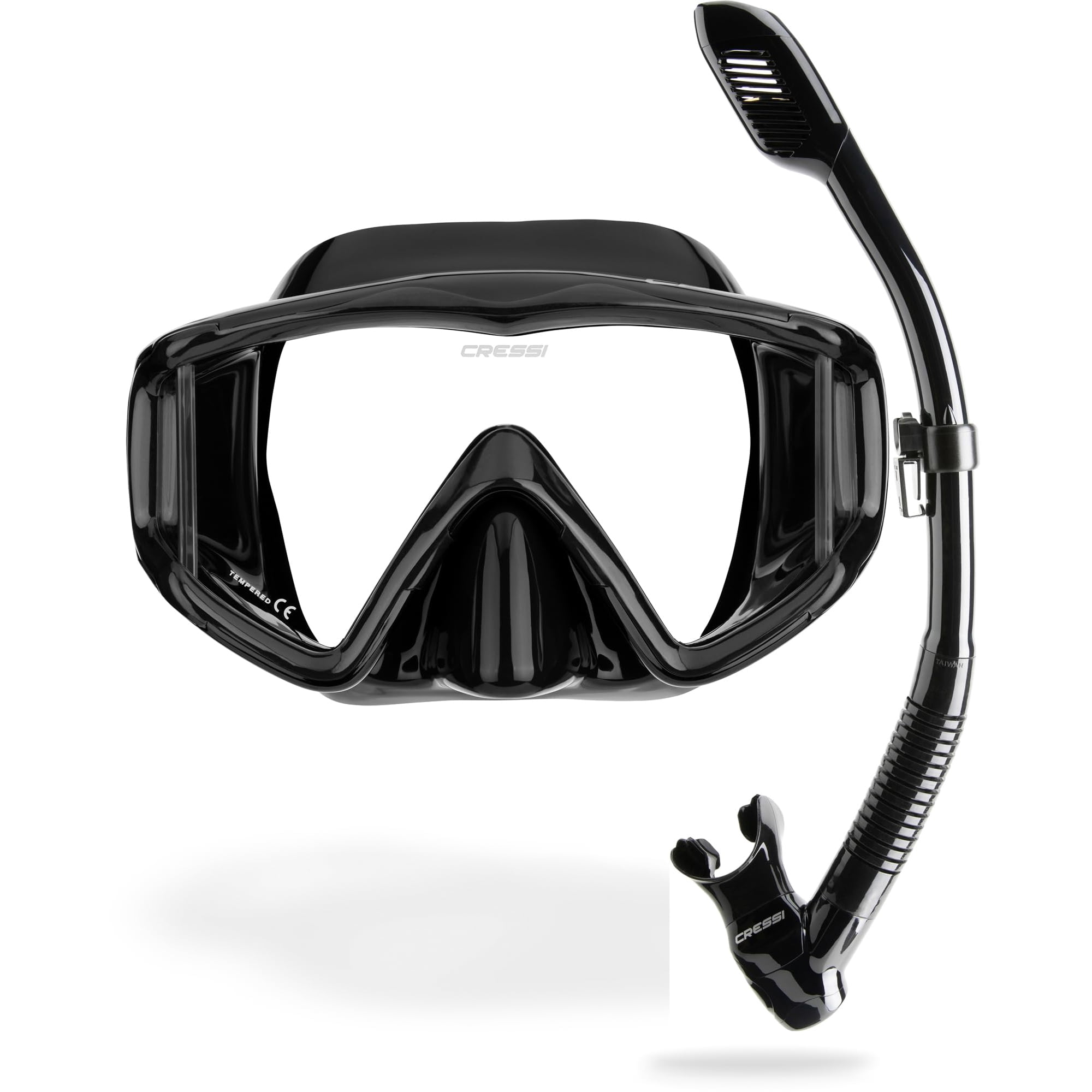 Kit De Máscara Y Snorkel Cressi Pano 3 Supernova Dry Negro