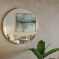 Genérico - Espejo Circular 60 Cm , Marco Metal Cepillado, Dorado