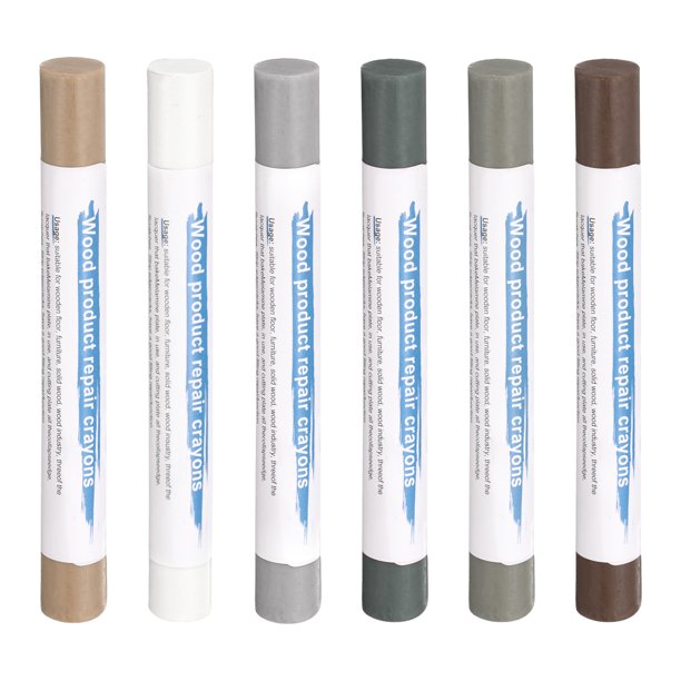 Uxcell Palitos de Relleno de Madera 6 Colores Ceras de Reparación de Muebles de Cera para Marrón Claro, Blanco, Gris Estrellado, Nogal Gris, Azul Gris Oscuro, Azul Gris Claro