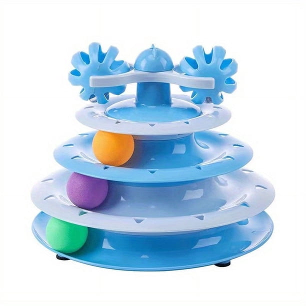 Cat Toy Roller 4-Level Turntable Cat Toy Balls With Three Colorful Balls Turntable Interactive Kitten Fun Mental Physical Exercise Puzzle Toys