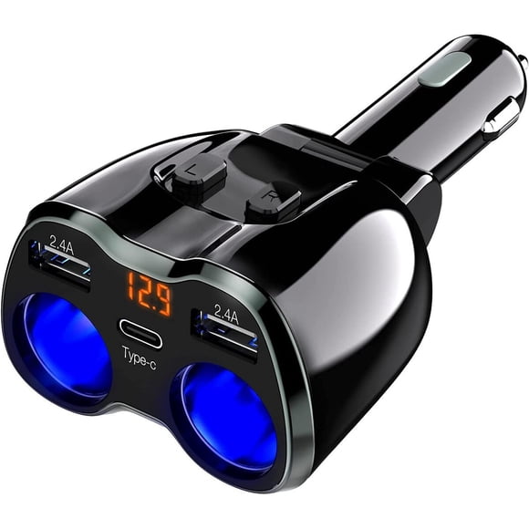 Cargador Auto Otium USB C 2 Tomas 4.8A Display LED