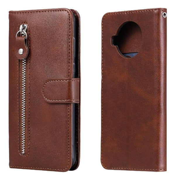 Funda con Cremallera para Xiaomi 10T Lite, Carcasa Cartera de Cuero PU con Soporte y Tarjetero