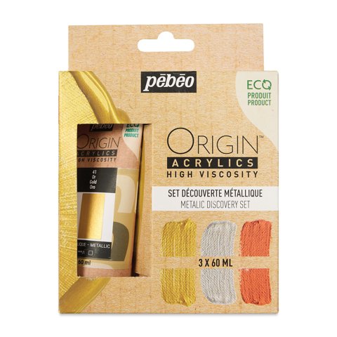 Set 3 Acrílico Pebeo Origin Colores Metálicos 60Ml