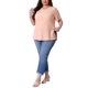 thumbnail image 2 of Agnes Orinda Camisetas de Mujer Tallas Grandes con Abertura Lateral Textura Cuello Redondo Manga Corta Blusa Casual Túnica 4X Rosa Claro, 2 of 6