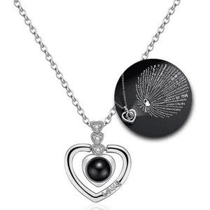Fershop - Collar De Acero Corazón Proyectable “Te Amo” En 100 Idiomas