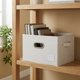 thumbnail image 3 of 1Pcs Cubo de Almacenamiento, Cesta de Almacenamiento de Tela Plegable con Tapas para Organizar Ropa, Libros Blanco 14.6*10.6*9.1in, 3 of 6